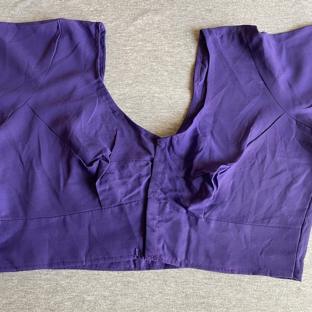 Purple Women’s saree Blouse Top - Elegant Scoop Neck